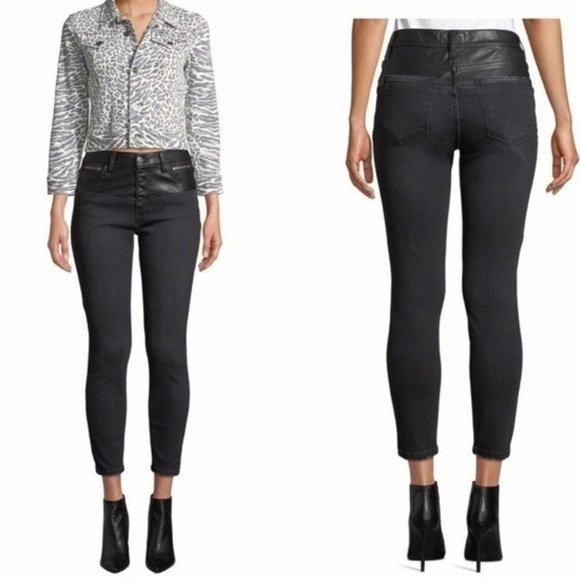 NWT Current/Elliot Fused High Waist Rocco Stiletto Black Faux Leather Jeans 25 - Picture 16 of 16